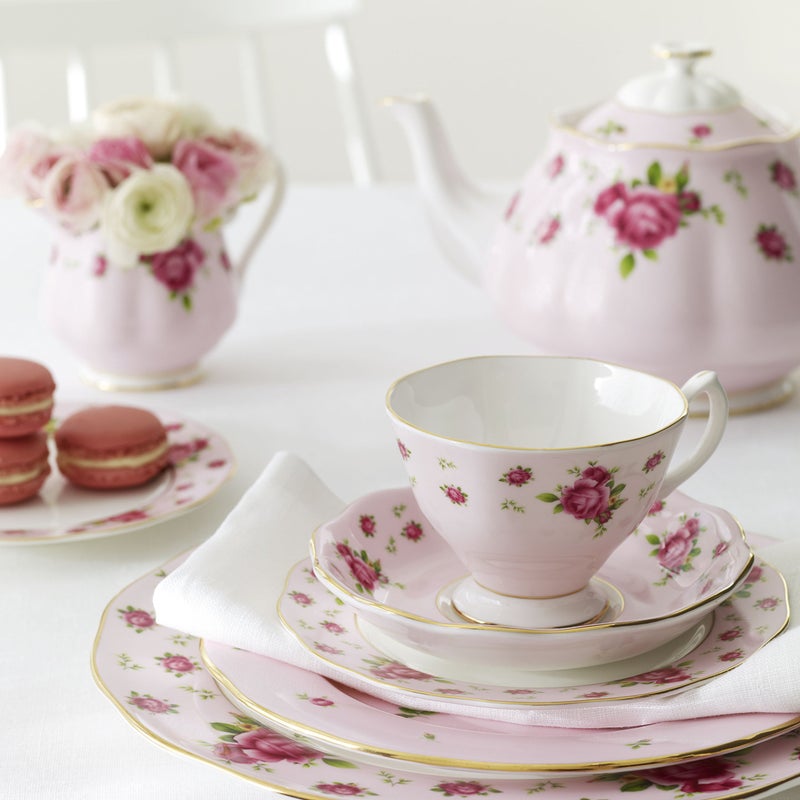 ROYAL ALBERT طقم تقديم 5 قطع من روز الملكة ألبرت الجديدة باللون الوردي - Image 2